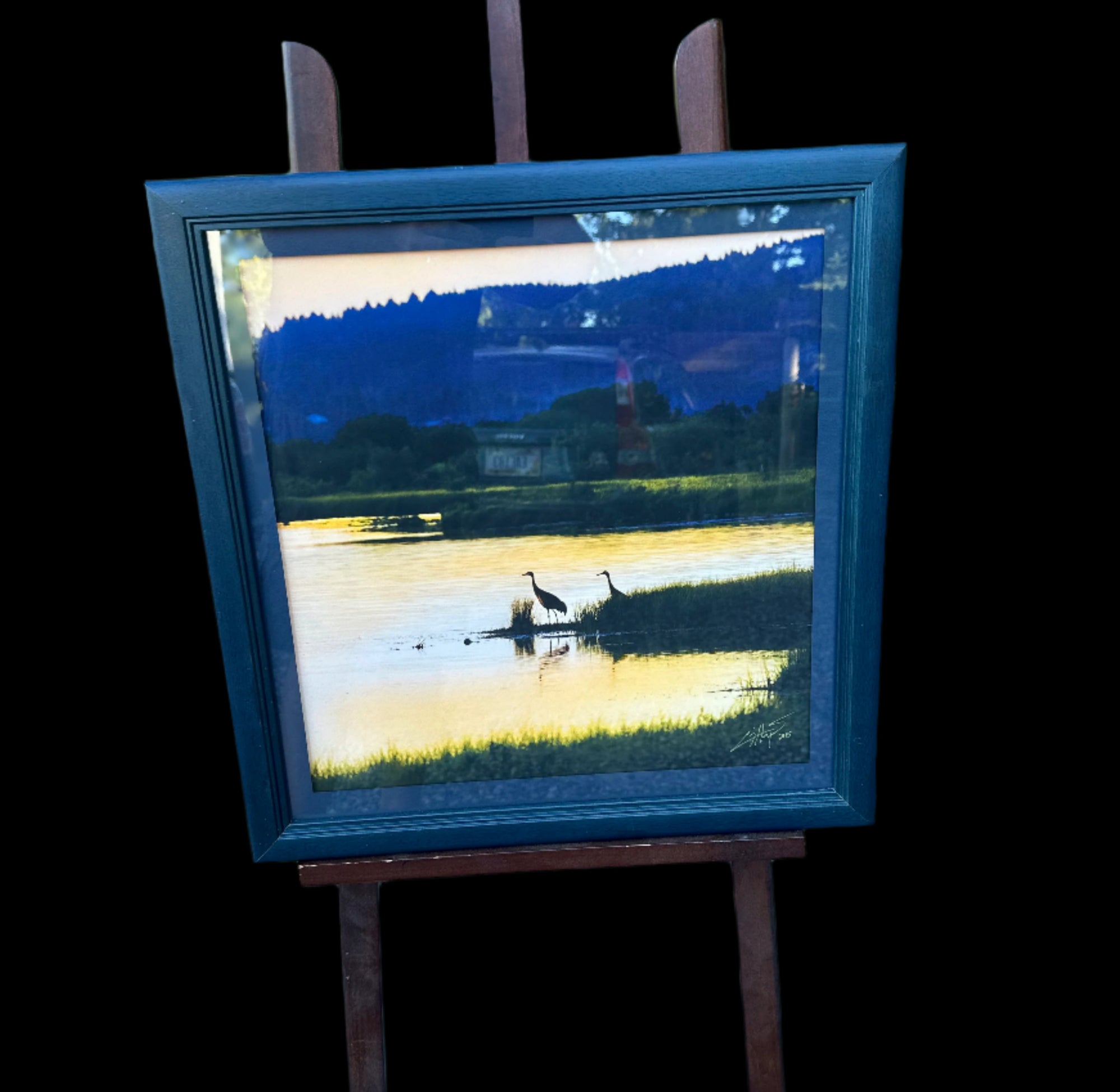 "Flint Creek Spear Fishing"  framed cotton print