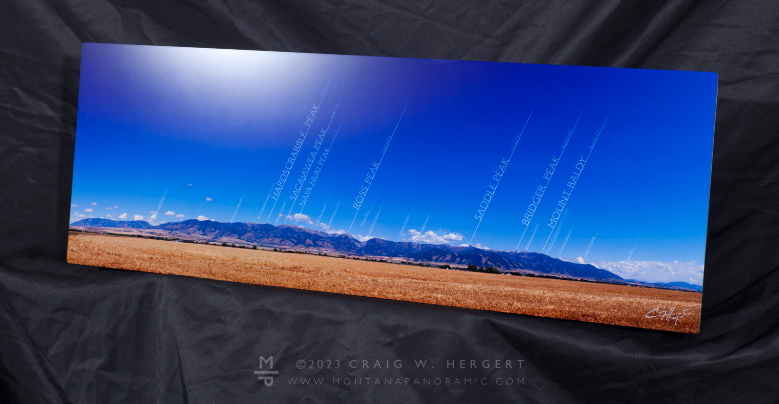 "Bridger Range Map - Summer" - 24x8 "mini" metal print