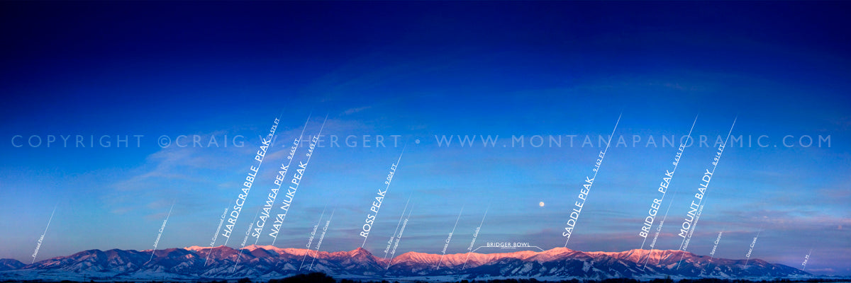 "Bridger Range Map-Winter" 3:1 Format -  Bozeman, MT (OE)