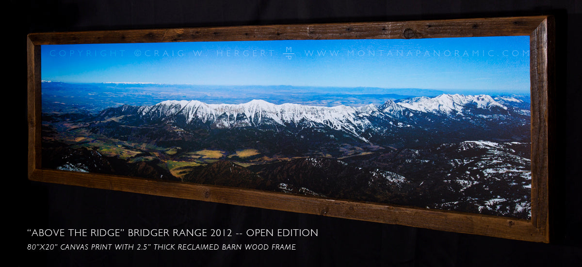 "Above the Ridge" 83"x23" canvas framed barn wood