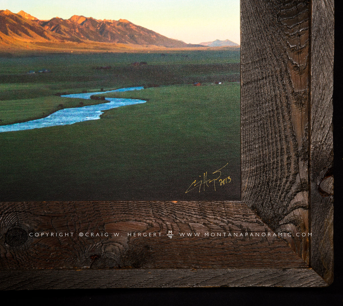 "McAtee Bridge" -80"x20" canvas print  framed barn wood