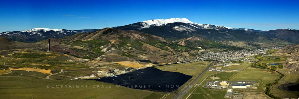 Flying over Anaconda Montana and the Old Works Golf Course