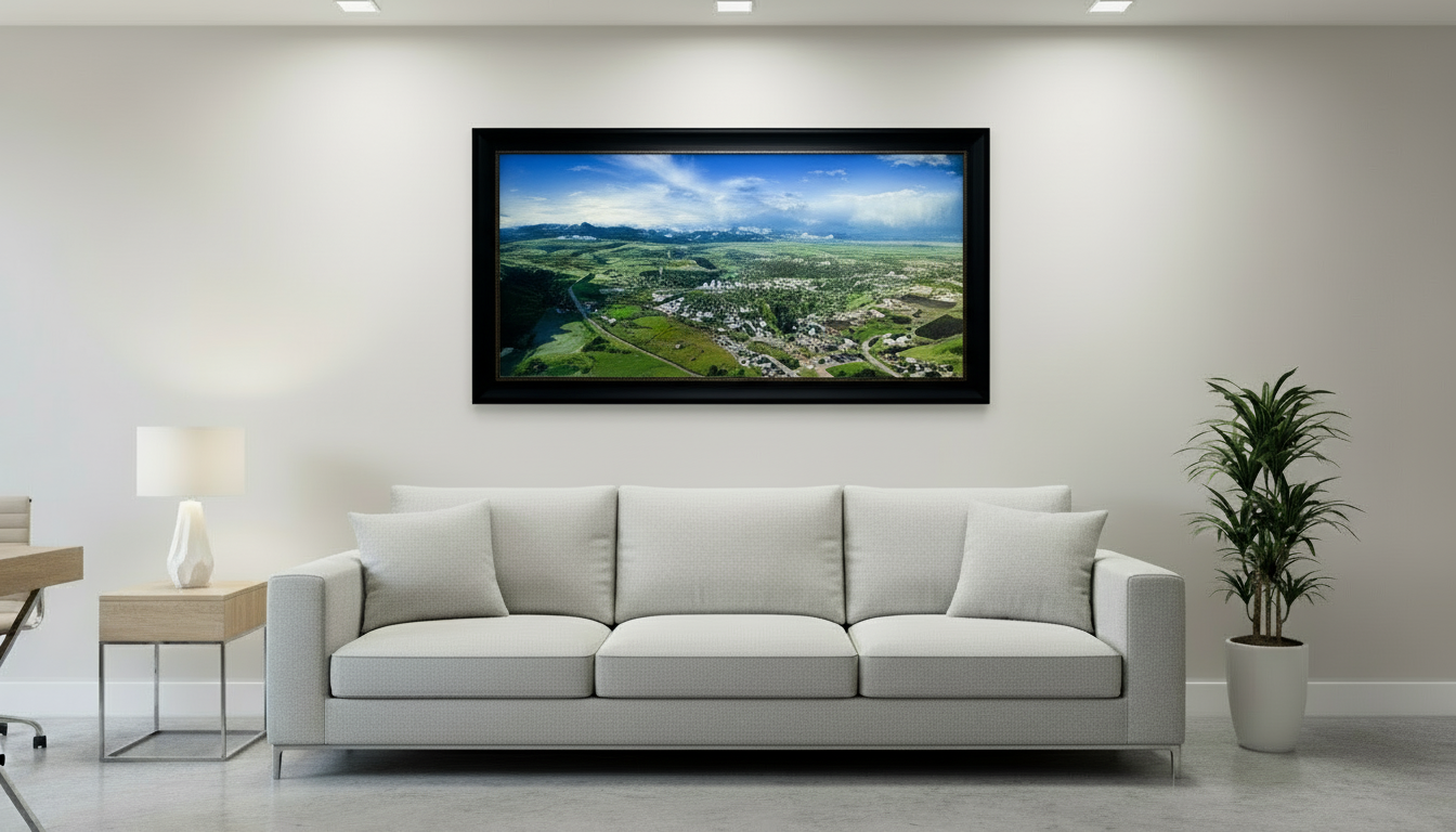 "Downtown" 60 x 24" - black wood framed canvas print, open edition - signed: