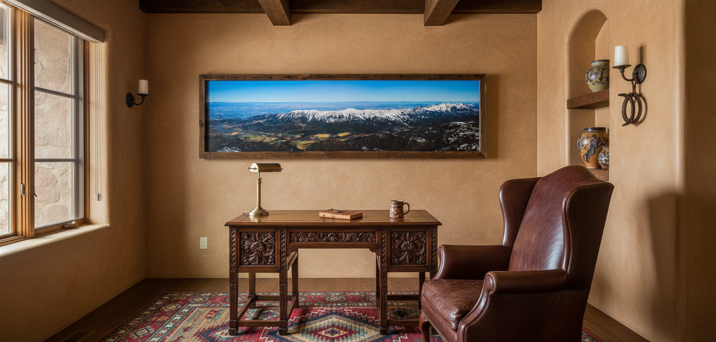"Above the Ridge" 83"x23" canvas framed barn wood