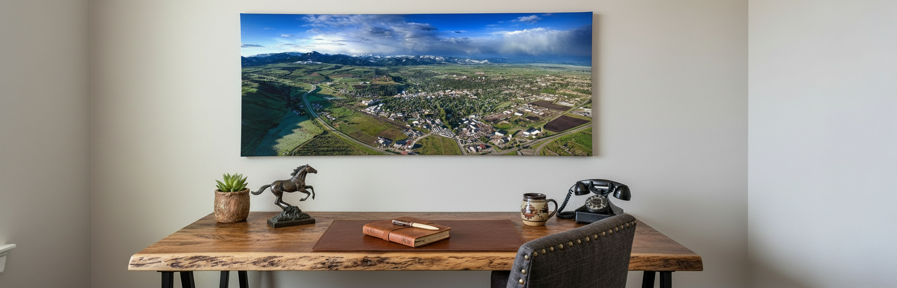 "Downtown" Bozeman 2007 - 80 x 30" -gallery wrap framed canvas