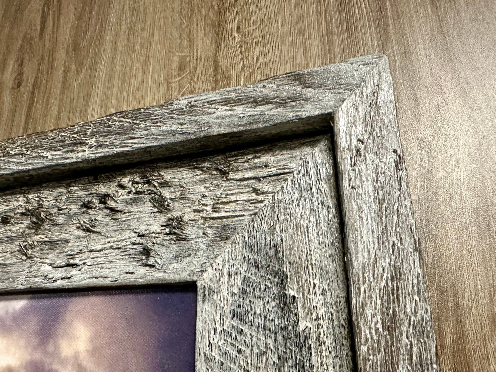 "Calving Season-Lamar" - Framed 102" x 35" Limited Edition Canvas with whitewashed barn wood frame