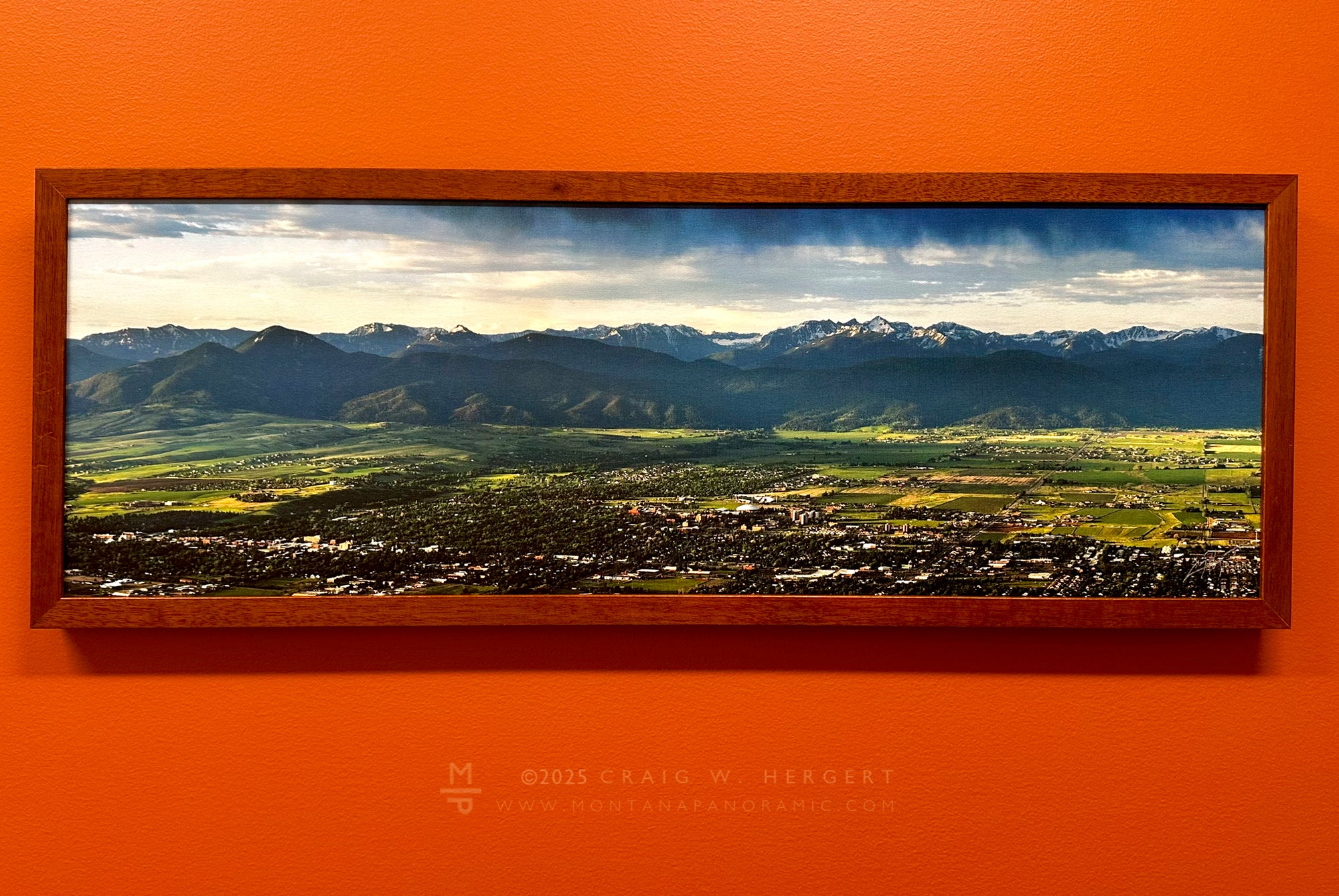 Early Summer Sunrise Over Bozeman - 30x10 canvas with walnut frame