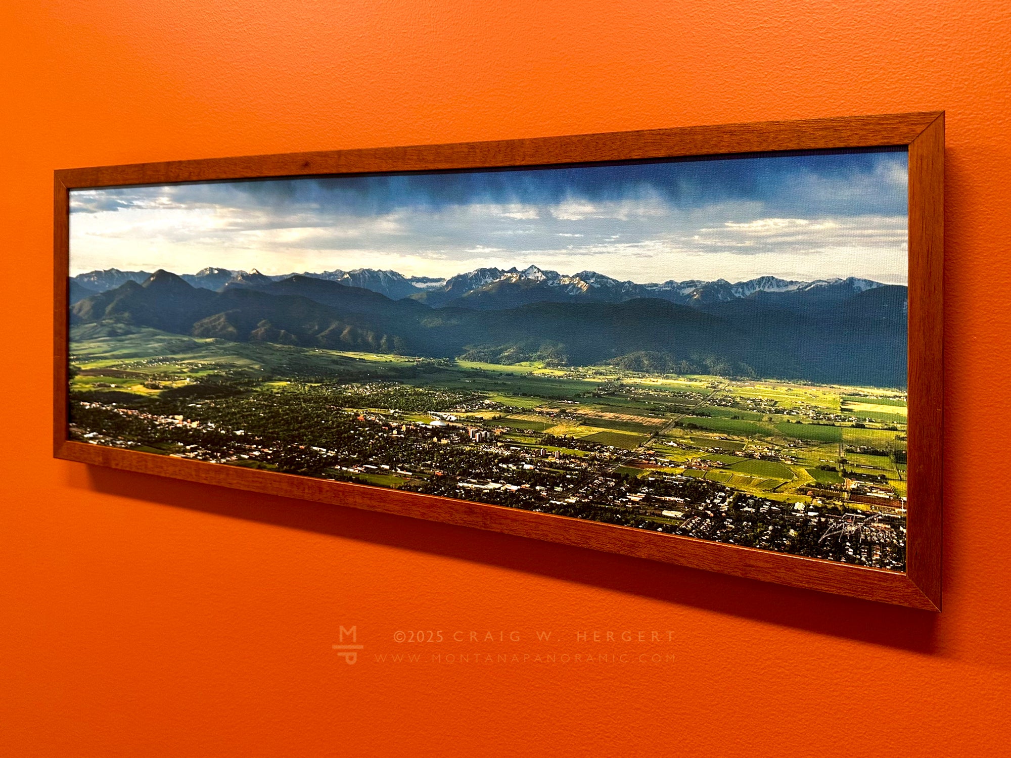 Early Summer Sunrise Over Bozeman - 30x10 canvas with walnut frame