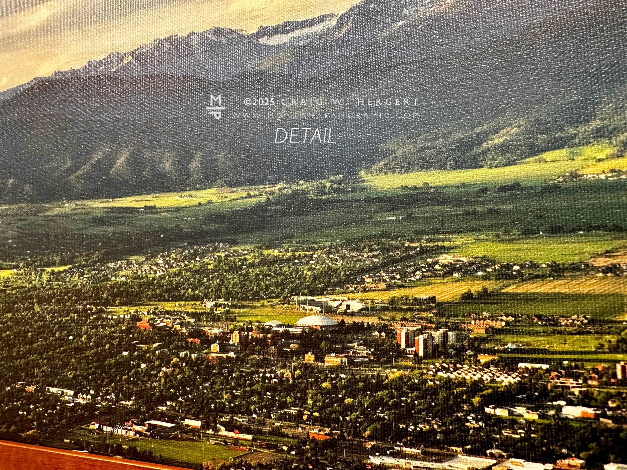 Early Summer Sunrise Over Bozeman - 30x10 canvas with walnut frame