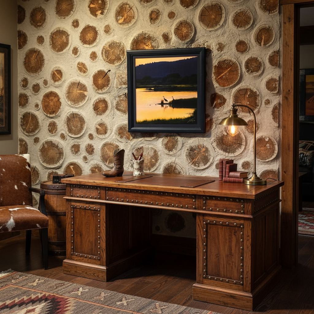 "Flint Creek Spear Fishing"  framed cotton print