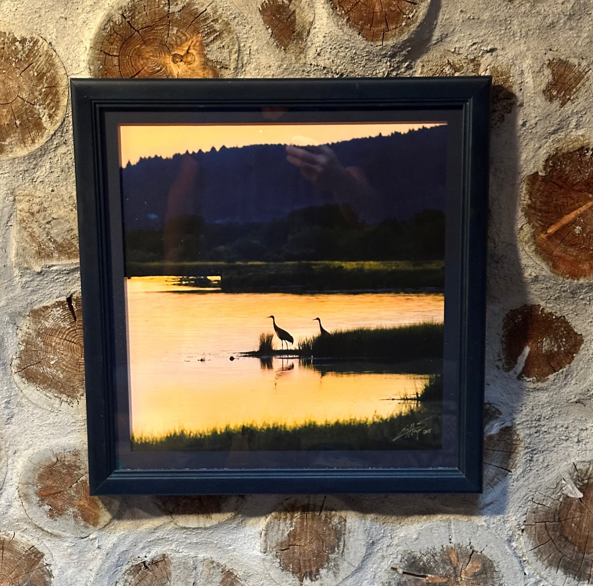 "Flint Creek Spear Fishing"  framed cotton print
