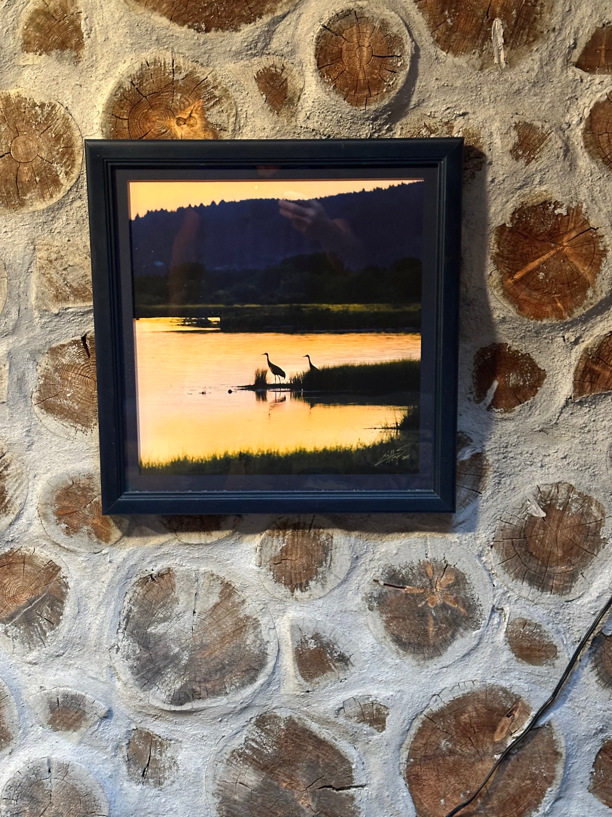 "Flint Creek Spear Fishing"  framed cotton print