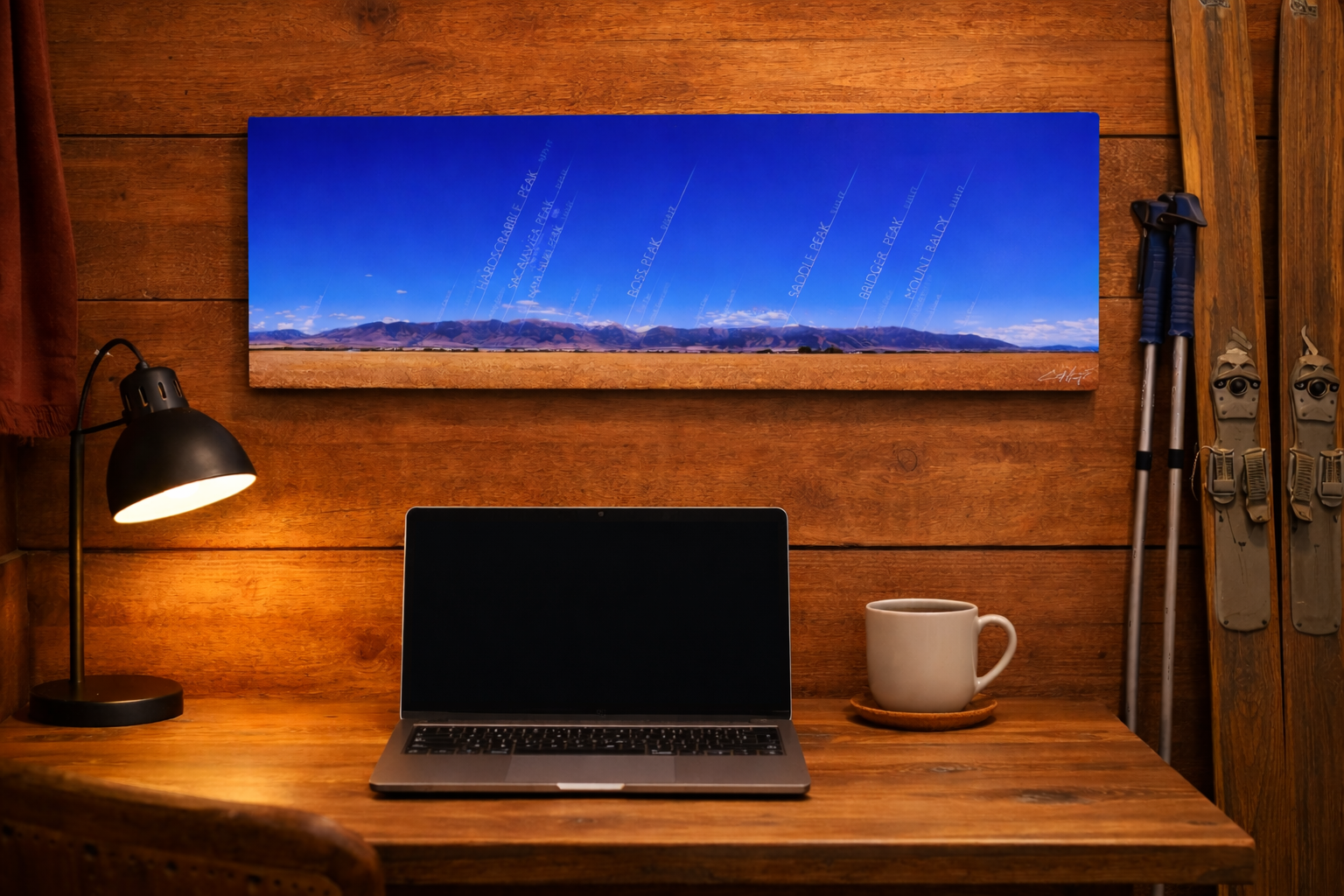 "Bridger Range Map - Summer" - 24x8 "mini" metal print