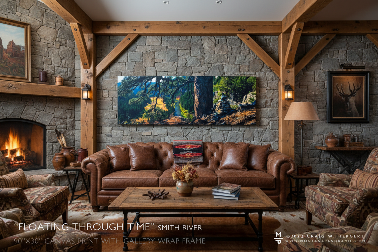 "Floating Through Time" Smith River, MT -90"x30" canvas print with gallery wrap frame