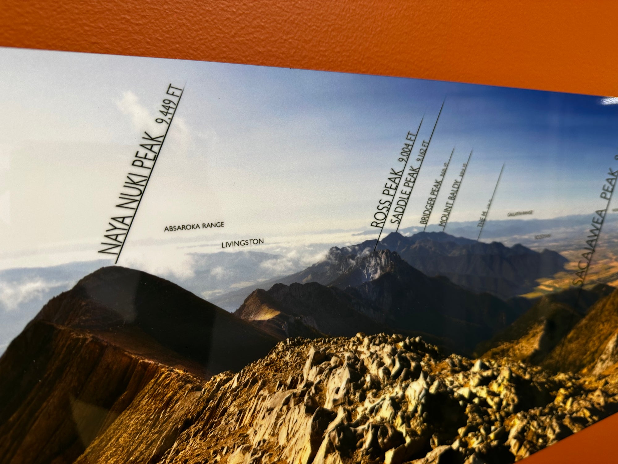 "Sacajawea Peak View - MAP" - 40x10 metal Chromaluxe print - ready to hang