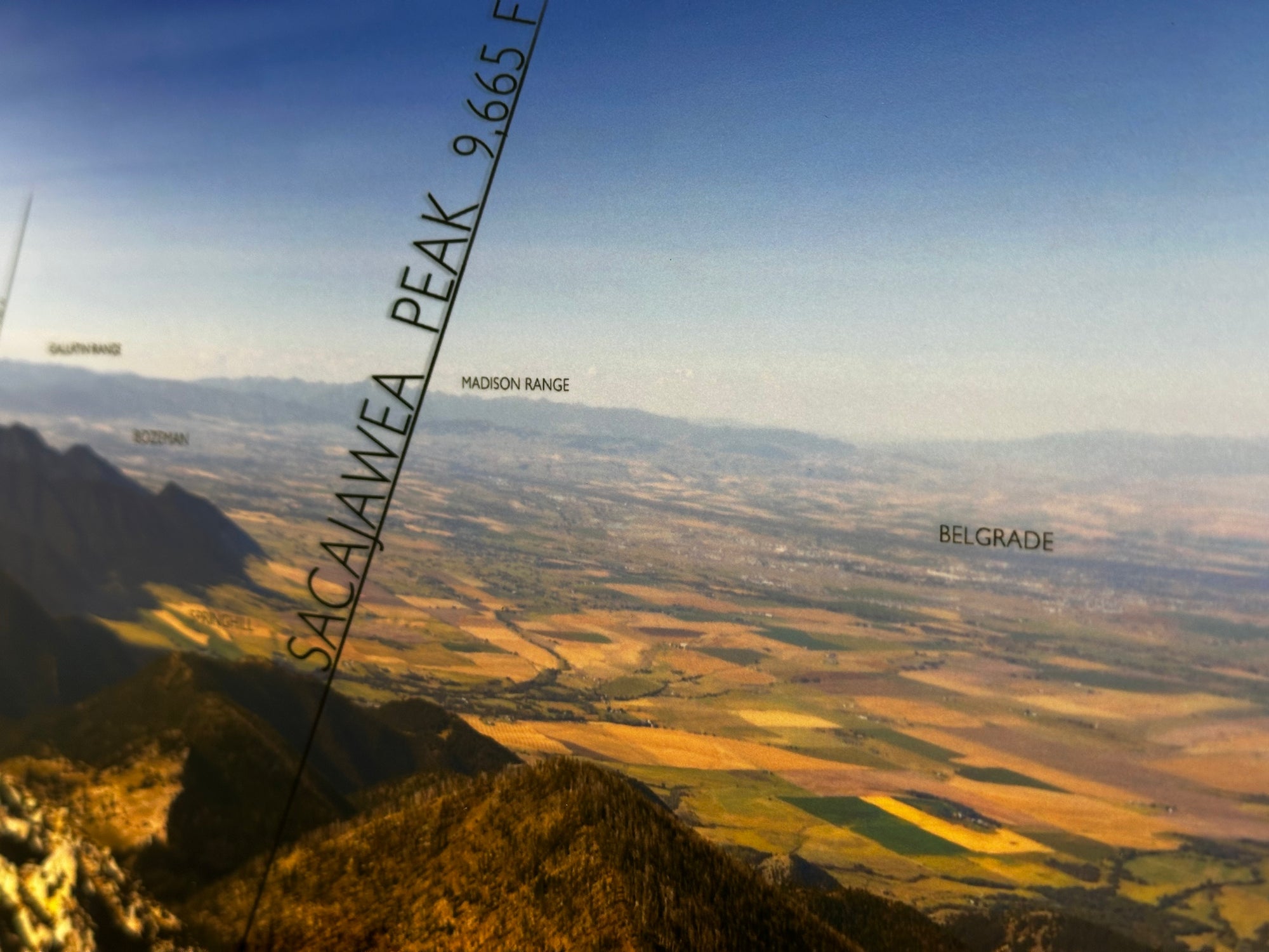 "Sacajawea Peak View - MAP" - 40x10 metal Chromaluxe print - ready to hang