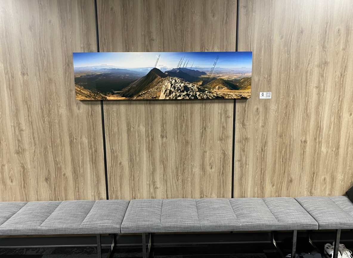 "Sacajawea Peak View - MAP" - 40x10 metal Chromaluxe print - ready to hang