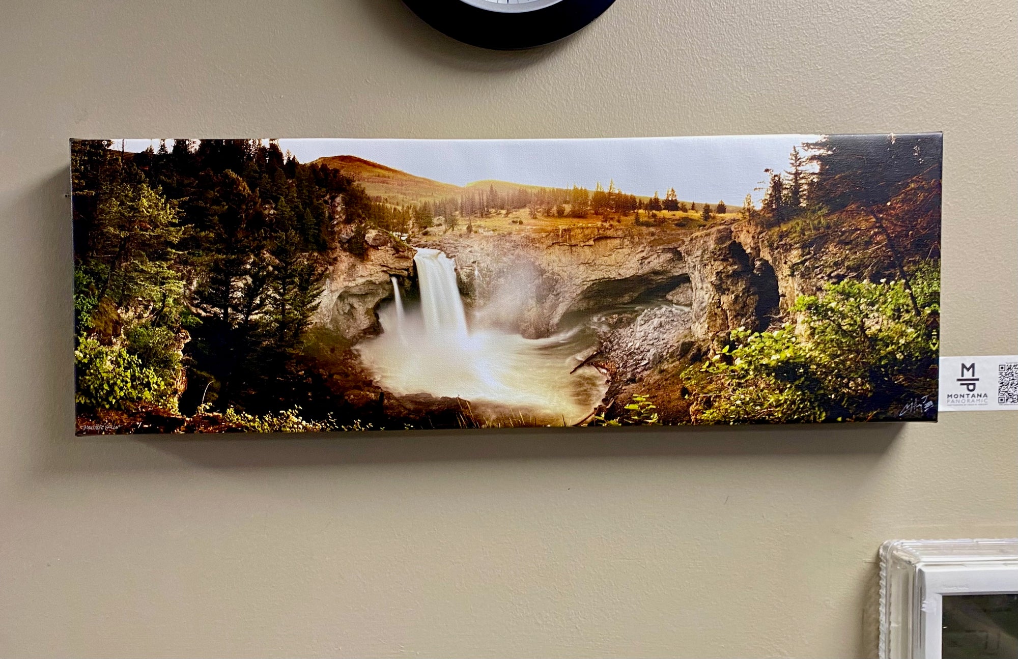 "Boulder Falls Eve" 30x10 canvas gallery wrap framed