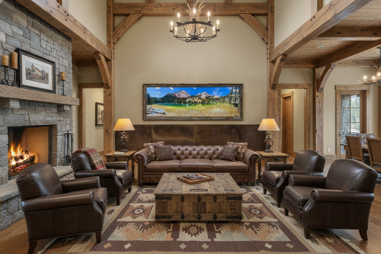 "Fairy Lake" - 90"x30" cotton print with barn wood frame - ready to hang