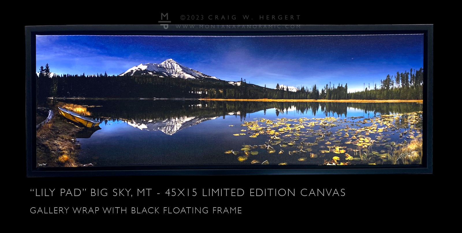 "Lily Pad" - Big Sky, MT - 45" x 15" canvas with black floating frame