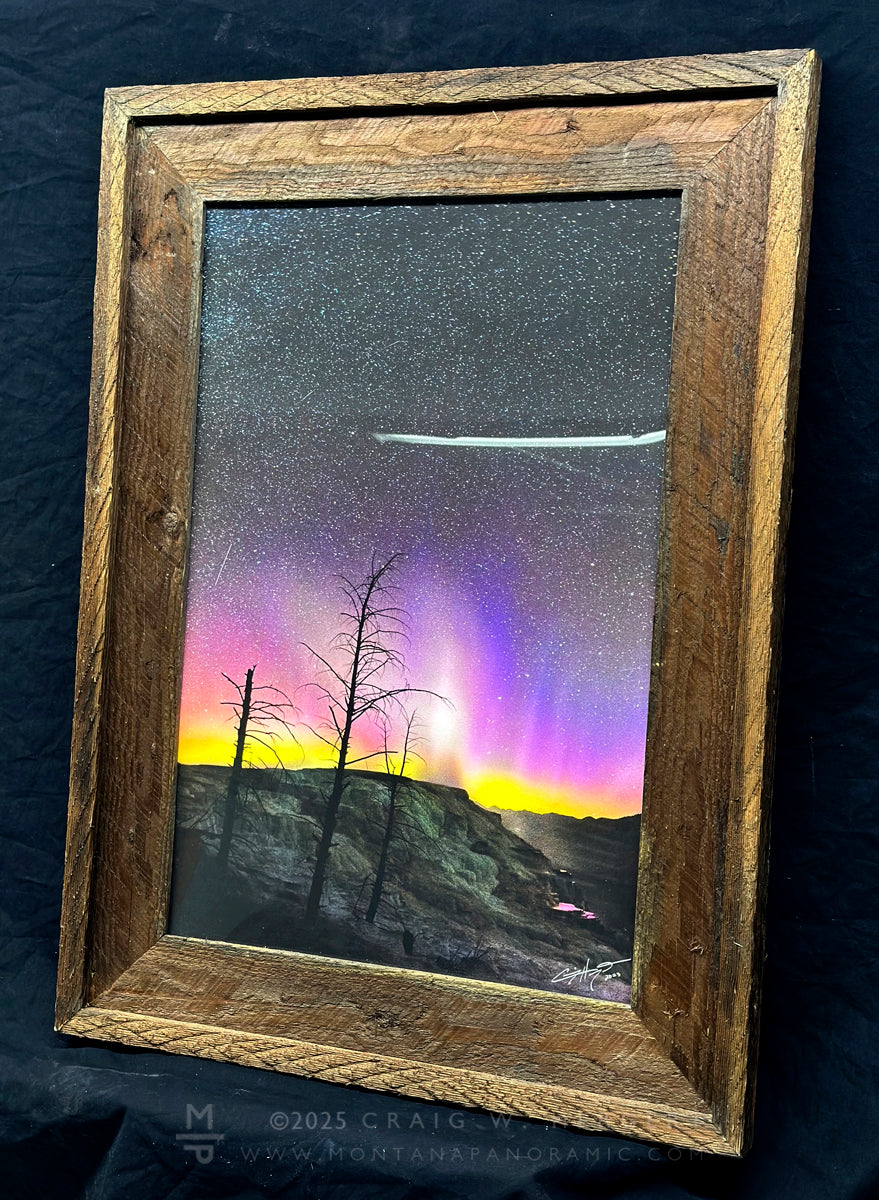 "Canary Spring under the Northern Lights" - Yellowstone National Park" (Standard Format Vertical)