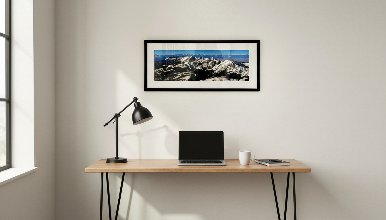 "Northern Bridgers" - 30x10 paper print with black wood frame