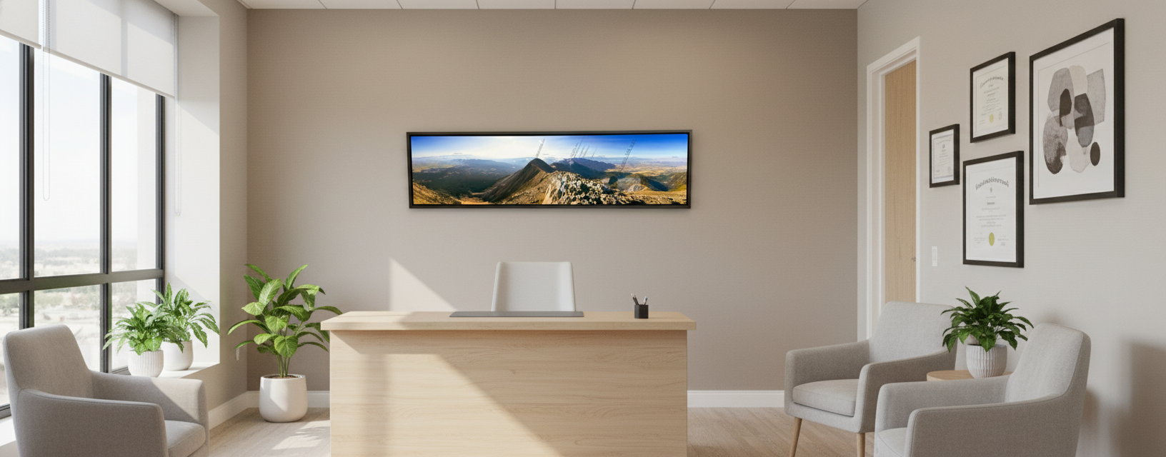 "Sacajawea Peak View - MAP" - 60x15 metal Chromaluxe print with floating frame