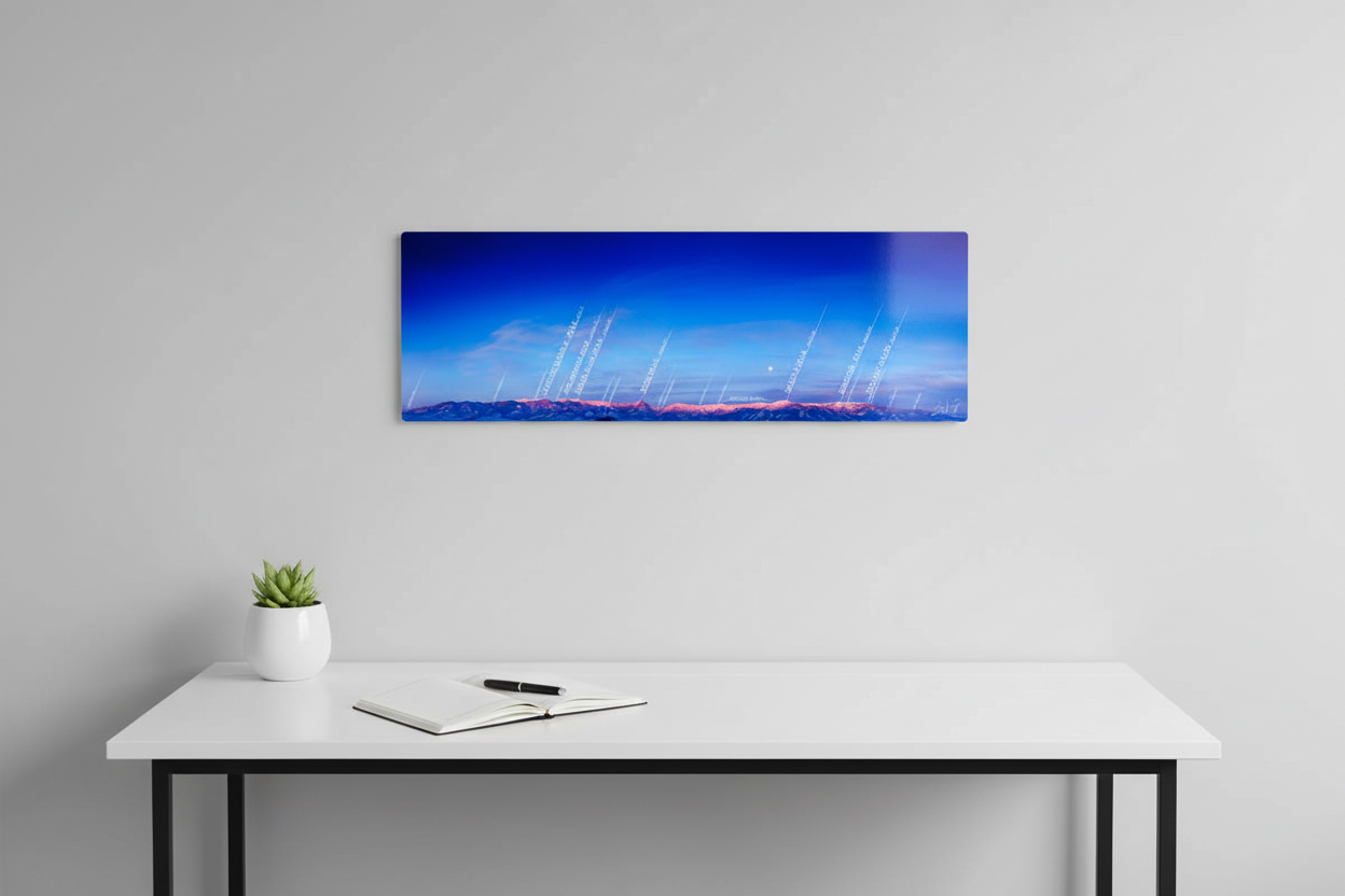 "Bridger Range Map - Winter" - 24x8 "mini" metal print