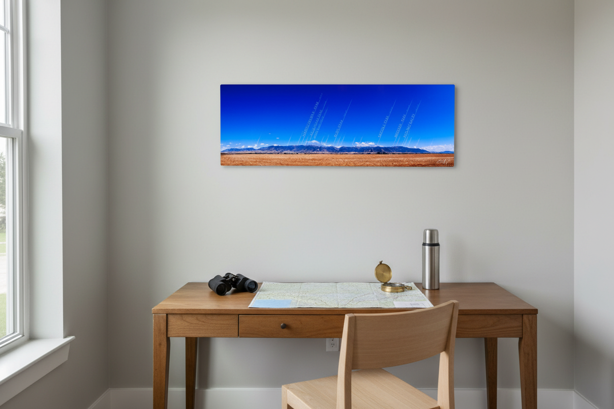 "Bridger Range Map - Summer" - 24x8 "mini" metal print