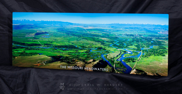 "Missouri Headwaters - Map" - 24x8 "mini" metal print