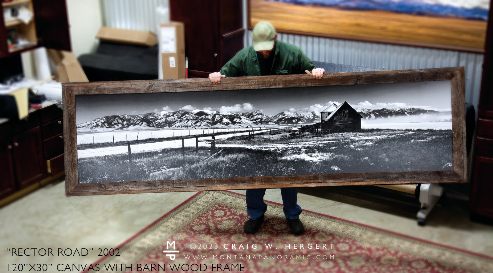 "Rector Road" - 100" x 30"  Barn wood framed