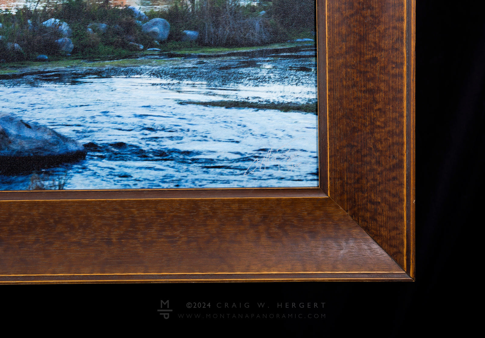 "3 Swans" - 72" x 24" limited edition canvas with custom walnut frame