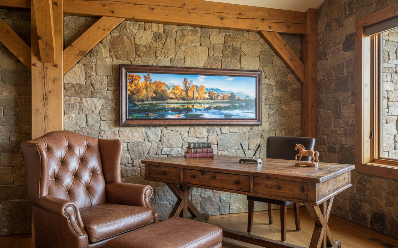 "3 Swans" - 54" x 18" limited edition canvas with custom walnut frame