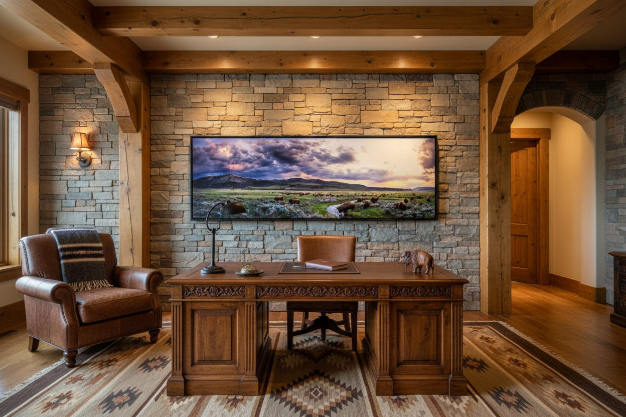 "Calving Season-Lamar" - Limited Edition of 75 on Canvas--72" x 24" Canvas Wrap w- Black Floating Frame