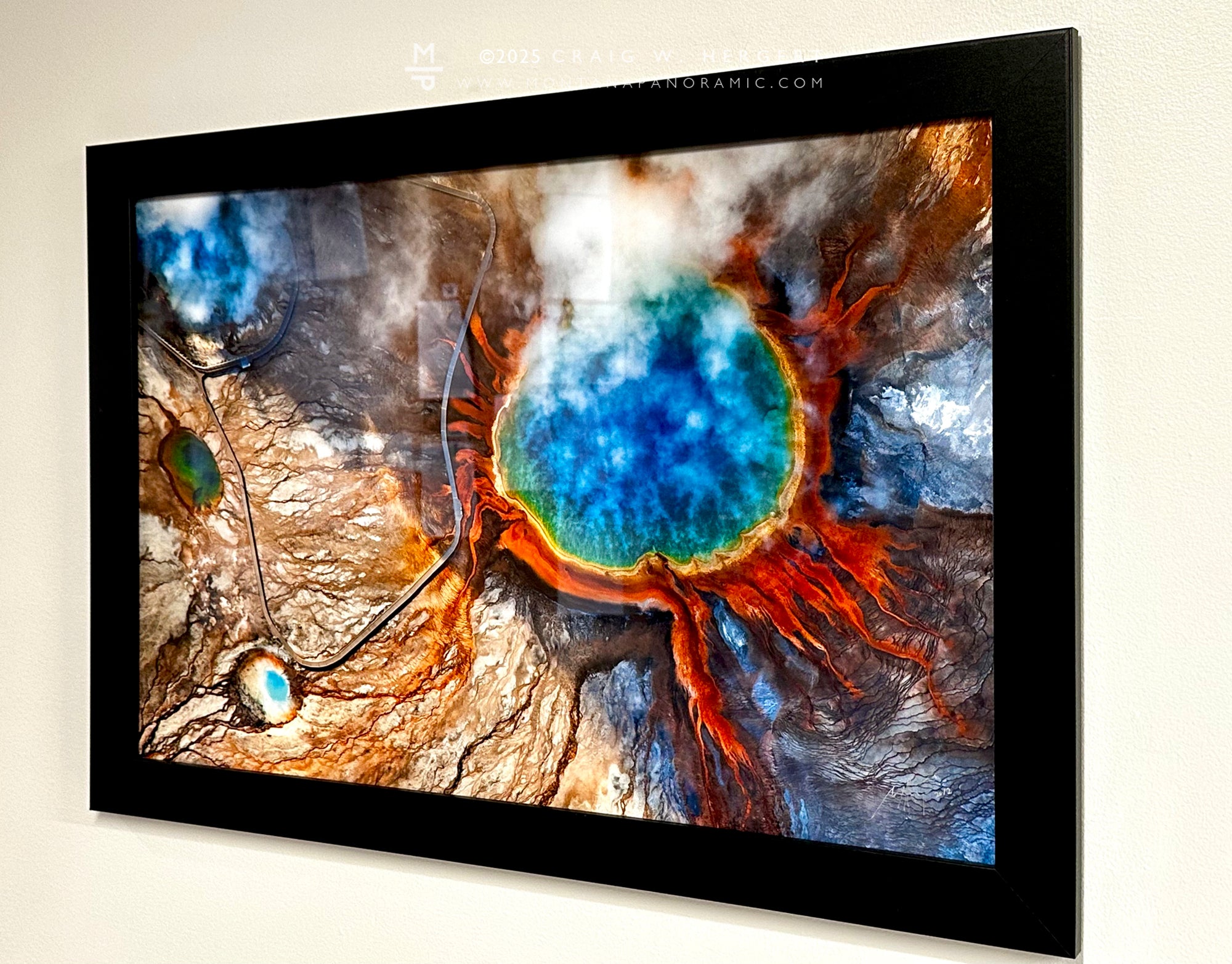 "Grand Prismatic Spring" - 30"x20" cotton paper print with black frame