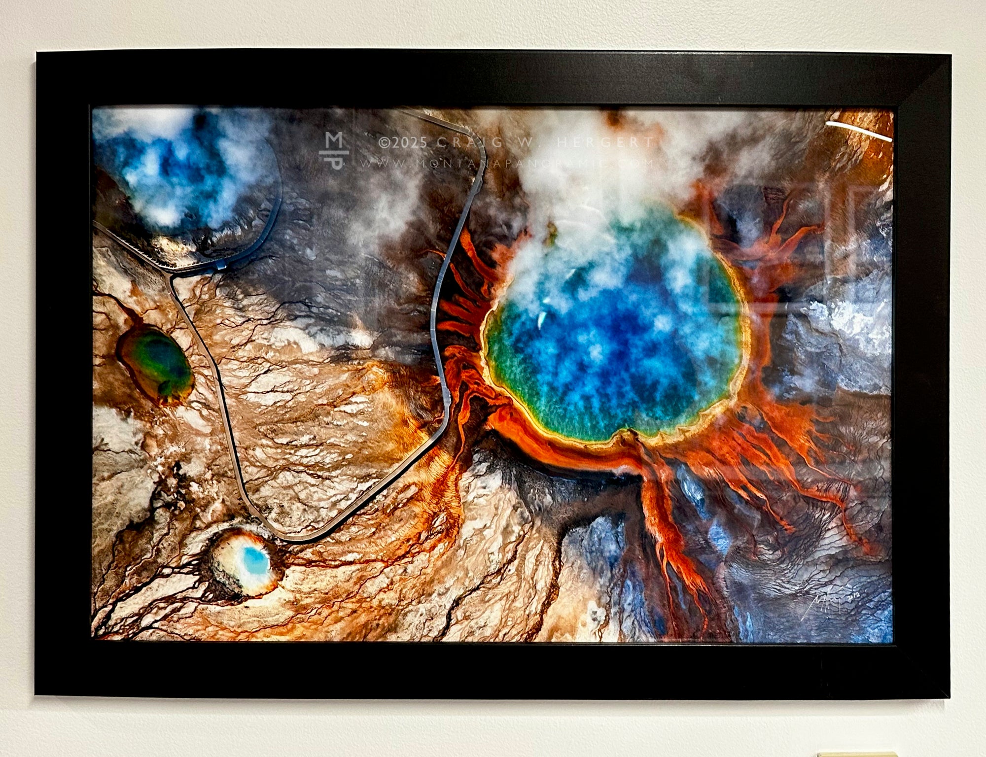 "Grand Prismatic Spring" - 30"x20" cotton paper print with black frame