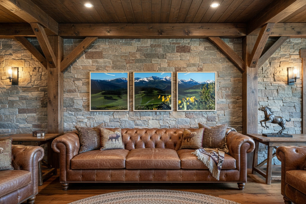 "Spanish Balsamroot" - 90" x 30" Custom Framed Triptych open edition paper print - framed (Copy)