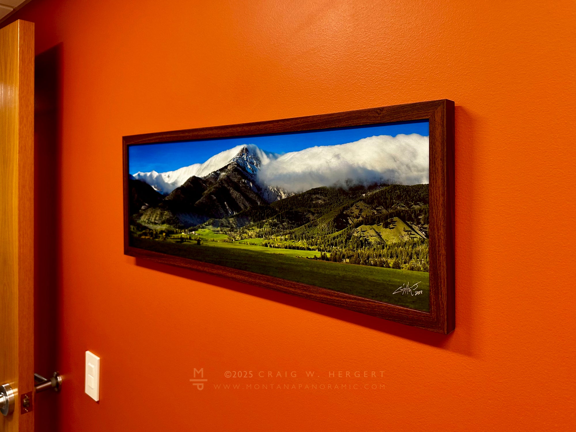 "Spring at the Pavilion" - 30x10 canvas with walnut frame