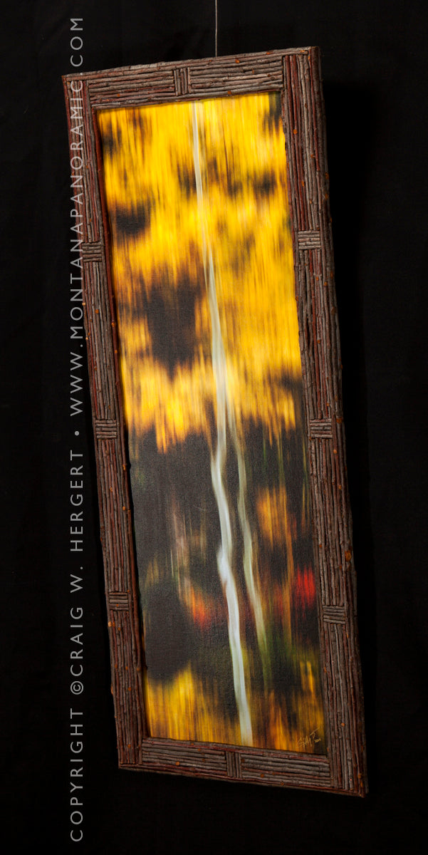 "Collection #3856"  Fall Impressions -13" x 33"  hand made frame