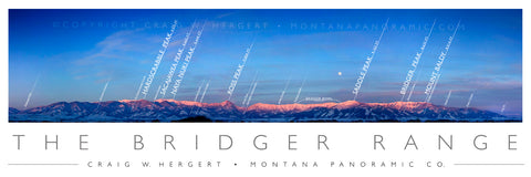 "The Bridger Range Map - Winter"- Bozeman, MT - POSTER