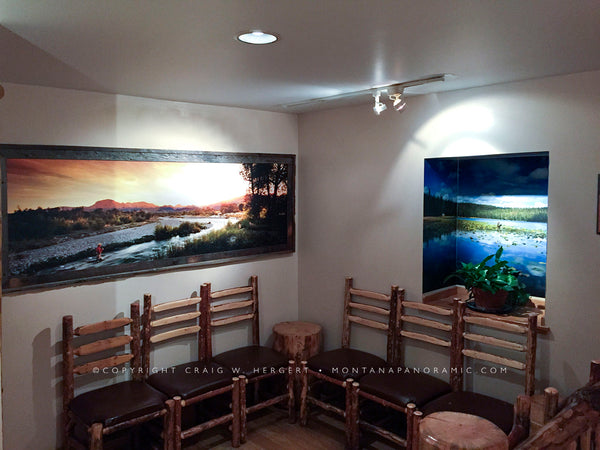 "Teton River Sunset" - 80" x 26" Barnwood Framed Open  Edition