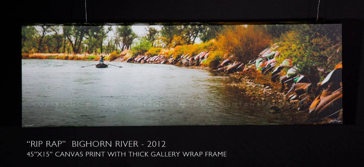 "Rip Rap" - Bighorn River, Montana  - 45"x"15 gallery wrap canvas