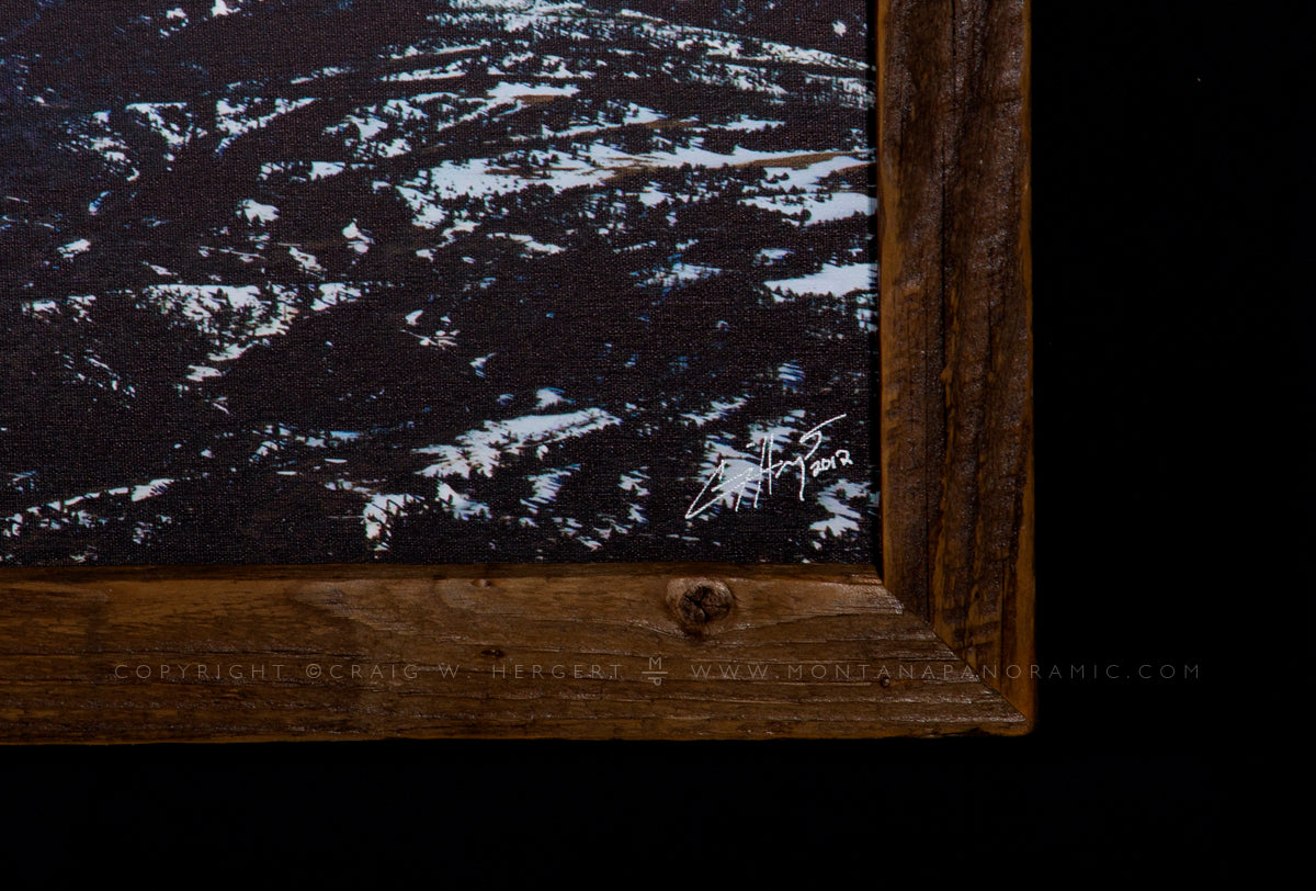 "Above the Ridge" 83"x23" canvas framed barn wood
