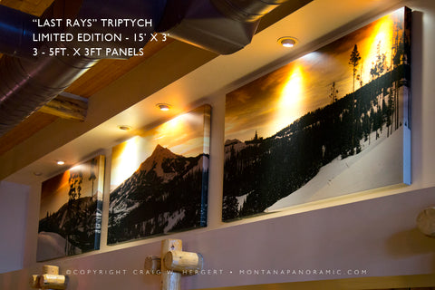 "Last Rays" - 180"x36" framed canvas - Big Sky