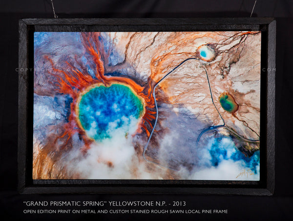 "Grand Prismatic Spring" - 30"x20" metal print with pine frame