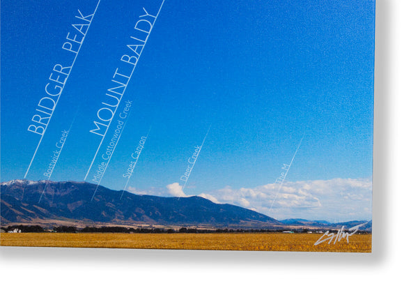 "Bridger Range Map-Summer" Ready to hang - 60"x15" canvas print with gallery wrap frame