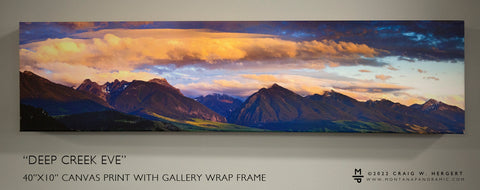 "Deep Creek Eve" - Ready to hang - 40"x10" canvas print with gallery wrap frame