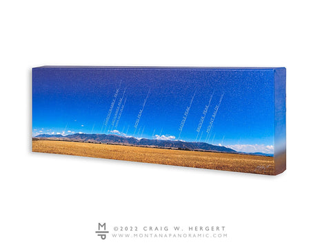"Bridger Range Map-Summer" 30x10 canvas gallery wrap framed